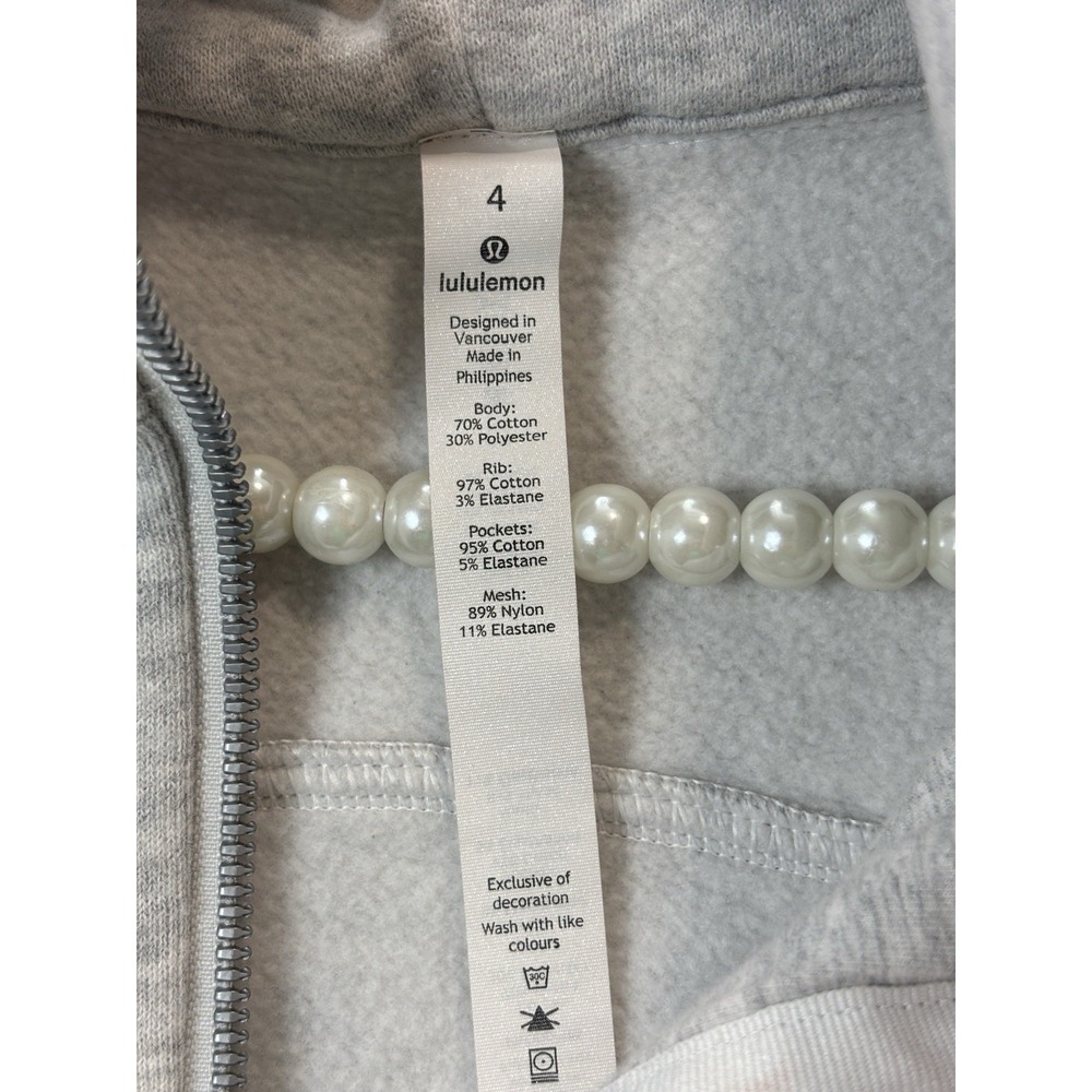 Lululemon Scuba Hoodie Women Size 4 Heather Gray Full Zip Jacket Thumbholes - Picture 4 of 16